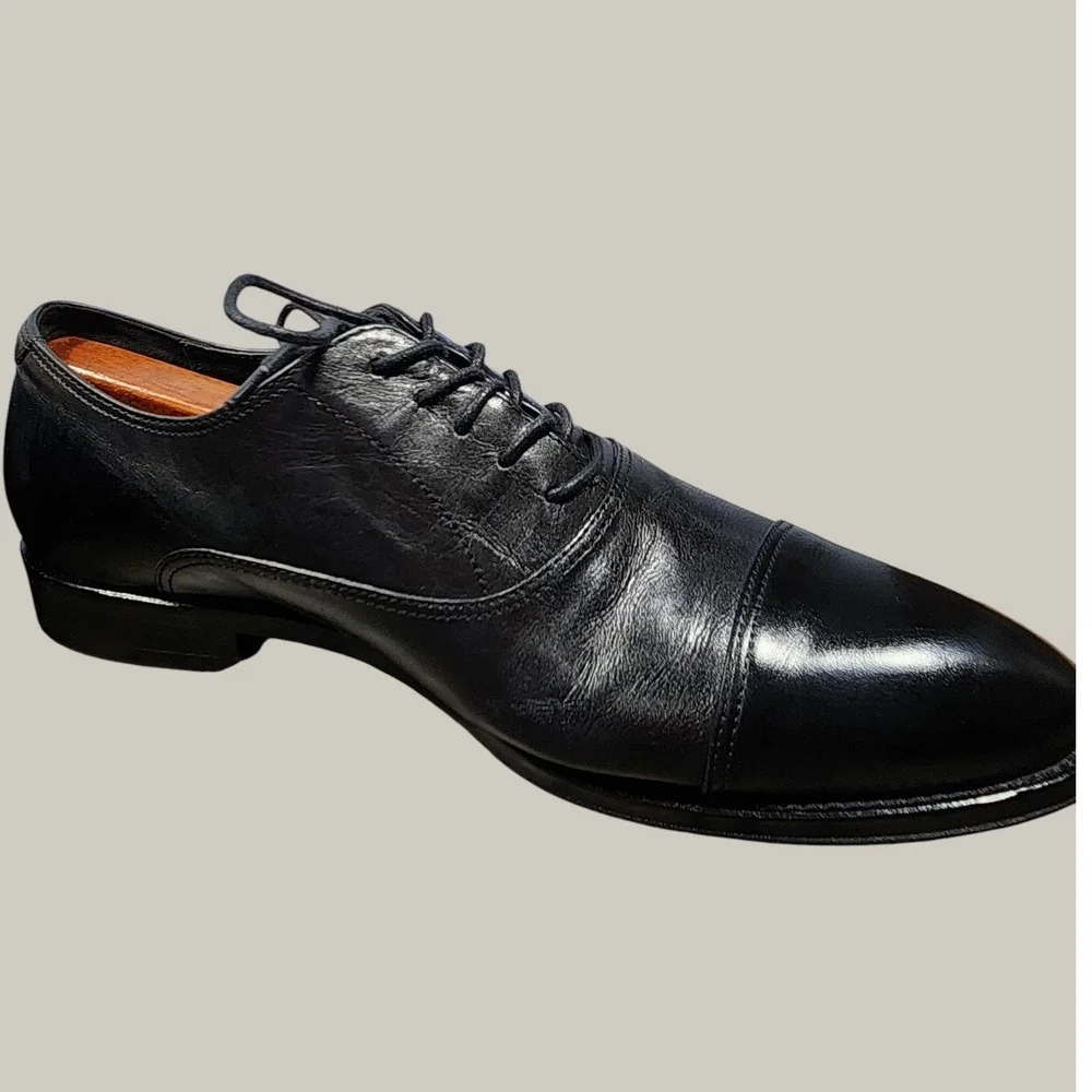 Gordon Rush Men Black Leather Cap Toe Oxford Dress Shoes Mitchell Style Sz 9 1/2